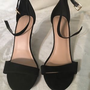 Black suede ankle strap Lulus heels